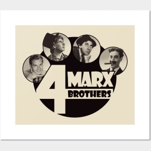 The 4 Marx Brothers at Paramount monotone version Posters and Art